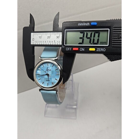 Aria Womens Quartz Watch Sterling Silver Case Blue Mosaic Dial New Battery main image 7
